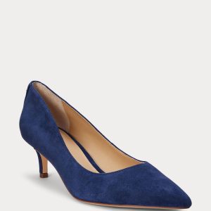 EN376 Adrienne Suede Kitten Heel Court Shoes