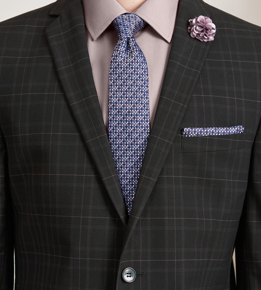 EN346 Slim Fit Black Plaid Suit - Image 2
