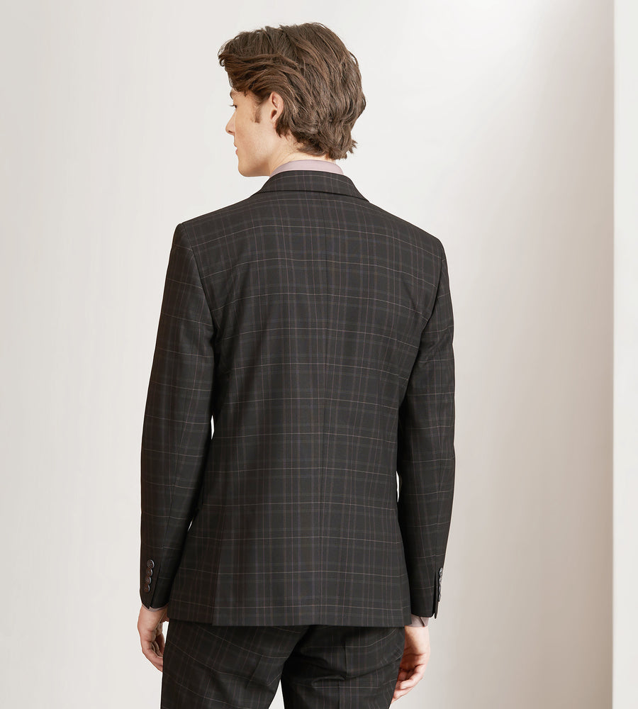 EN346 Slim Fit Black Plaid Suit - Image 3