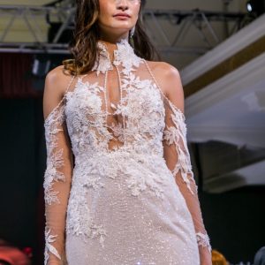 EN338 Embellished Tattoo-Effect Wedding Dress