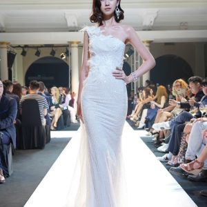 EN339 Heavily Beaded One Shoulder Wedding Dress