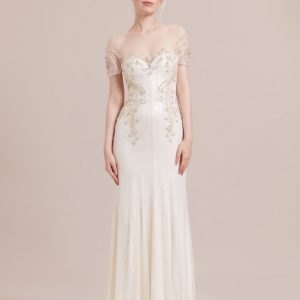 EN330 Heavily Beaded Tulle Wedding Dress