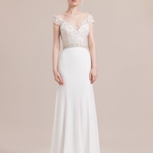 EN337 Embellished Crepe Wedding Dress