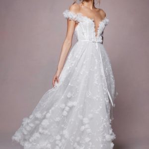 EN342 3D Floral Embroidered Ball Gown