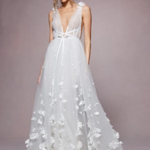 EN340 3D Flowers Tulle Wedding Dress