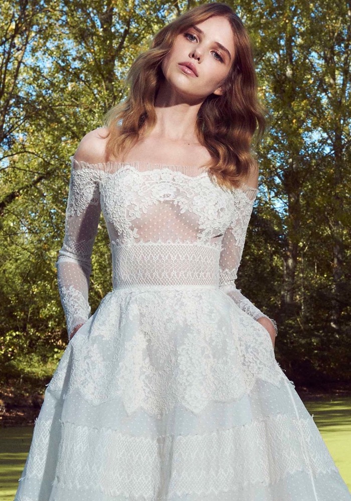EN324 Embroidered Long Sleeves Lace Ball Gown - Image 3